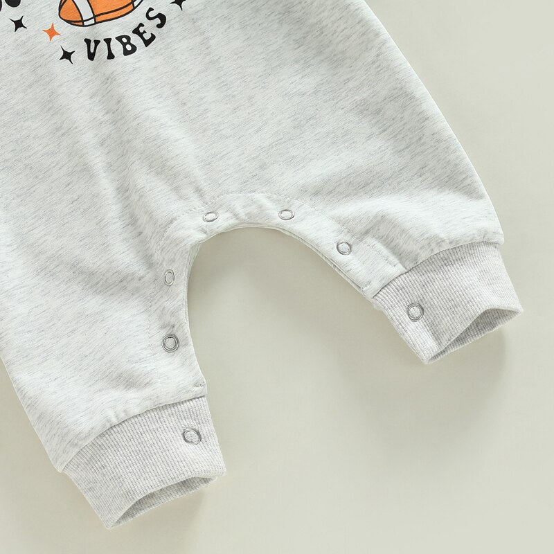 Toddler Baby Boy Girl Football Season Rompers Letter Football Print Long Sleeve Jumpsuit - Pacis and Pearls