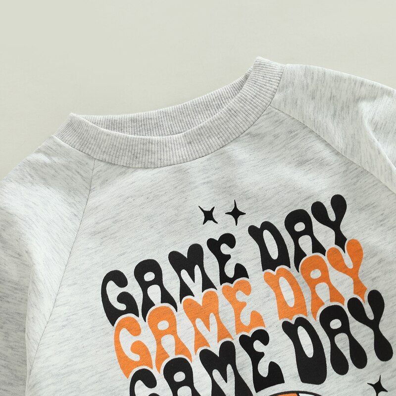 Toddler Baby Boy Girl Football Season Rompers Letter Football Print Long Sleeve Jumpsuit - Pacis and Pearls