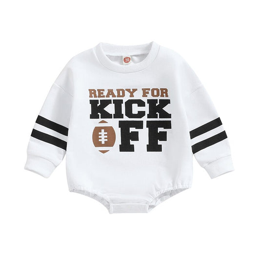 Baby Boys Girls Football Kick Off Rompers - Pacis and Pearls