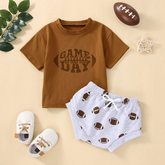 Toddler Baby Boys Girls 0-24M Clothes Sets Short Sleeve Letter Pullover T Shirts+Printed Shorts - Pacis and Pearls