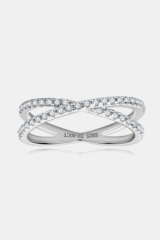 Moissanite 925 Sterling Silver Crisscross Ring - Pacis and Pearls