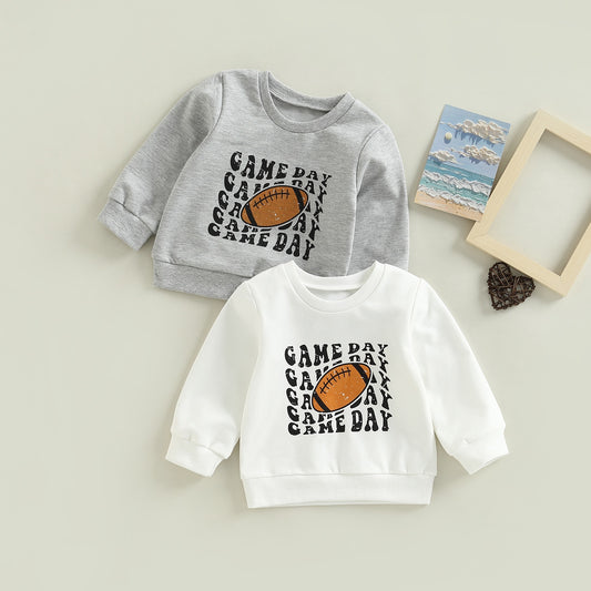 Autumn Toddler Baby Casual Pullover Sweatshirts Newborn Infant Boys Girls Football Letter Print Long Sleeve Loose - Pacis and Pearls