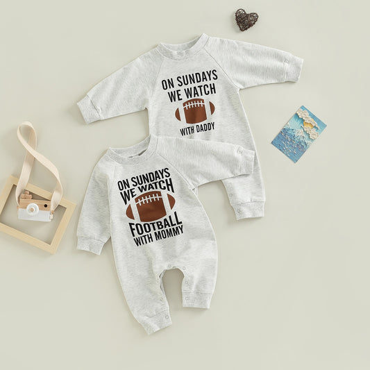 Infant Baby Girl Boy Romper Letter No Sundays We Watch Football With Daddy Mommy Jumpsuit - Pacis and Pearls